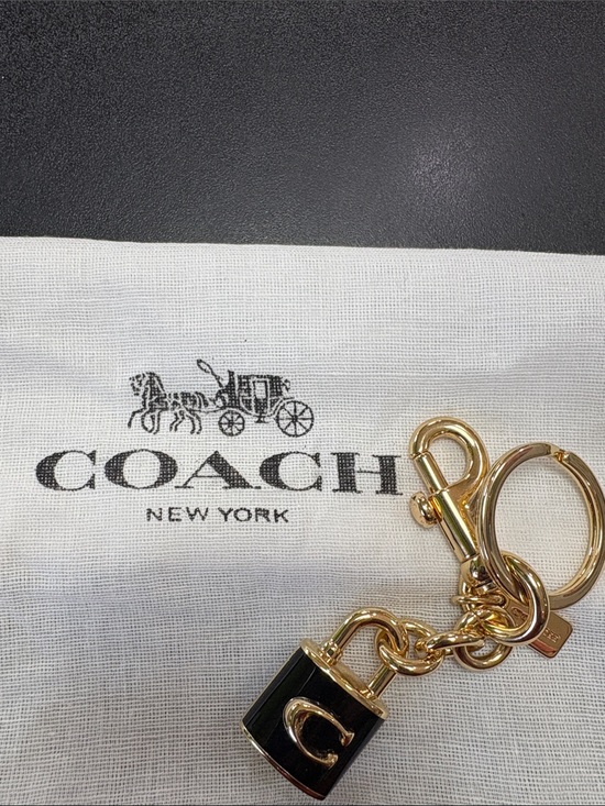 Coach Accessories - New**Coach** Gold-Tone and Black Padlock Keychain Key Holder